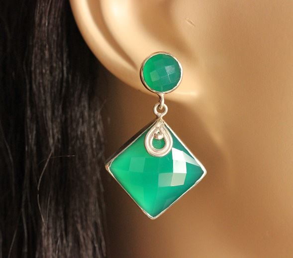 Statement Jewelry Earrings Faceted Green Onyx Statement Jewelry Earrings Faceted Green Onyx Silver Online At Astudio1980