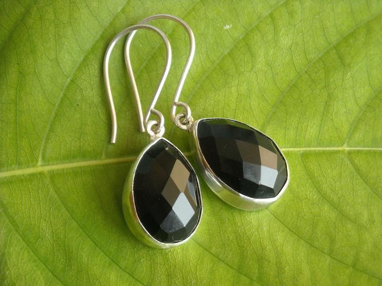Black Onyx Earrings Tear Drop Silver Faceted Stone Black Onyx Earrings Tear Drop Silver Faceted Stone Online At Astudio1980
