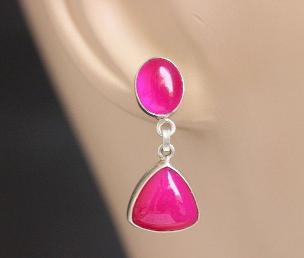 Bridal Pink Earrings Chalcedony Triangle Oval Silver Bridal Pink Earrings Chalcedony Triangle Oval Silver Online At Astudio1980