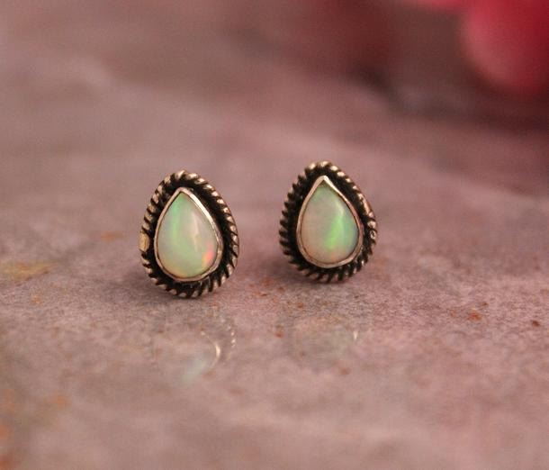 Natural Opal Stud Earrings In Sterling Silver Online At Natural Opal Stud Earrings In Sterling Silver Online At Astudio1980
