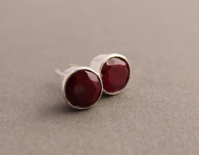 Genuine Ruby Earrings Stud Round Silver Studs Genuine Ruby Earrings Stud Round Silver Studs Online At Astudio1980