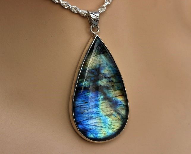 buy natural labradorite pendant necklace statement silver pendant