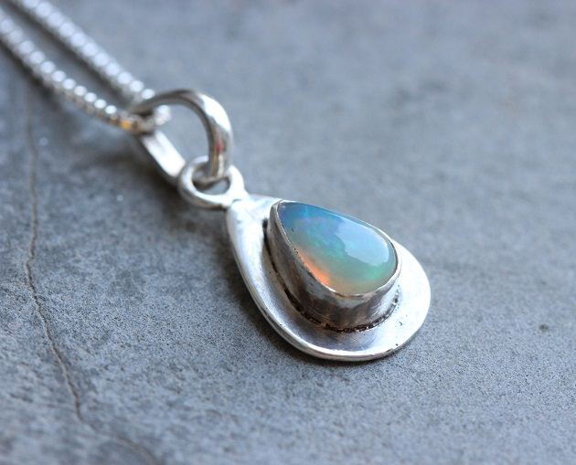 Opal Pendant Genuine Artisan Silver Opal Pendant Genuine