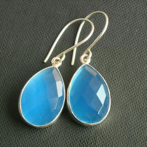 tribal Jewelry from rajasthan india Blue Chalcedony 925 Sterling Silver Dangle Earrings vintage antique tribal handmade Nomadic Jewelry