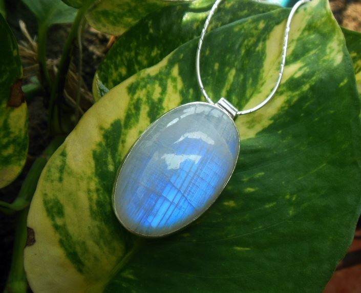 Jewelryonclick Genuine Rainbow Moonstone Silver Pendant Antique Birthstone Charms For Women Necklace Oval