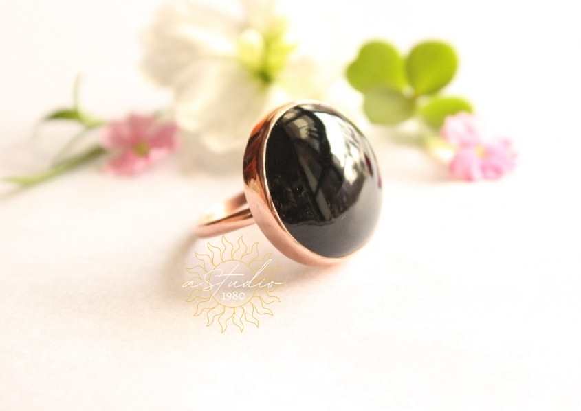 Statement Rings Black-Onyx 925 Sterling Silver Rings for Women Oval Gemstone Rings Black Bridesmaid Rings bezel Set Handmade Rings 