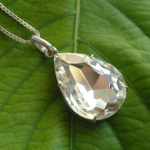 Swarovski crystal pendant necklace, 925 sterling silver pendant chain