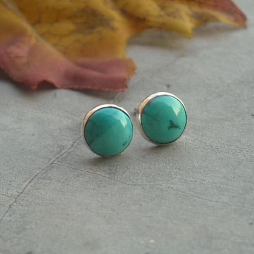 8mm Turquoise Stud Earrings Sterling Silver 8mm Turquoise Stud Earrings Sterling Silver