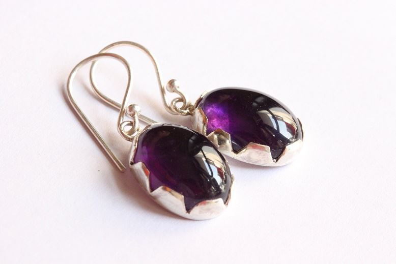 Earrings Amethyst Purple Gemstone Silver Earrings Amethyst Purple