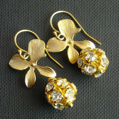Bridal Earrings Gold Jewelry Swarovski Bridal Earrings Gold Jewelry Swarovski Crystal Wedding