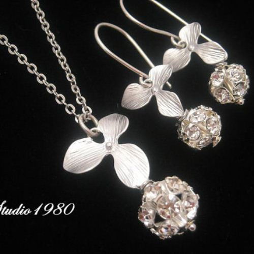 ... jewelry, Bridemaids gifts, orchid jewelry, sterling silver crystal set ... jewelry, Bridemaids gifts, orchid jewelry, sterling silver crystal set