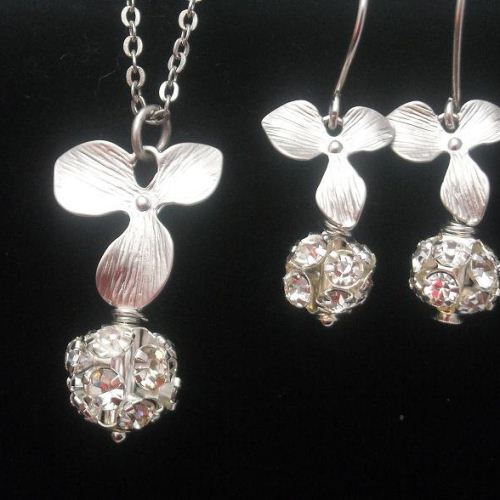 ... jewelry, Bridemaids gifts, orchid jewelry, sterling silver crystal set ... jewelry, Bridemaids gifts, orchid jewelry, sterling silver crystal set