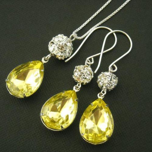 Canary Yellow Bridal Set Necklace Earrings Pendant Online At Astudio1980 Canary Yellow Bridal Set Necklace Earrings Pendant Online At Astudio1980