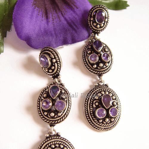 Designer Unique Amethyst Silver Oxidize Earrings Online At Designer Unique Amethyst Silver Oxidize Earrings
