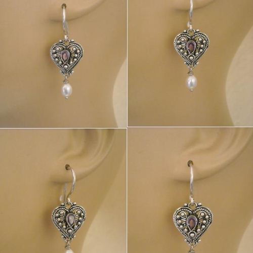 Ethnic Earrings Amethyst Pearl Silver Online Ethnic Earrings Amethyst Pearl Silver