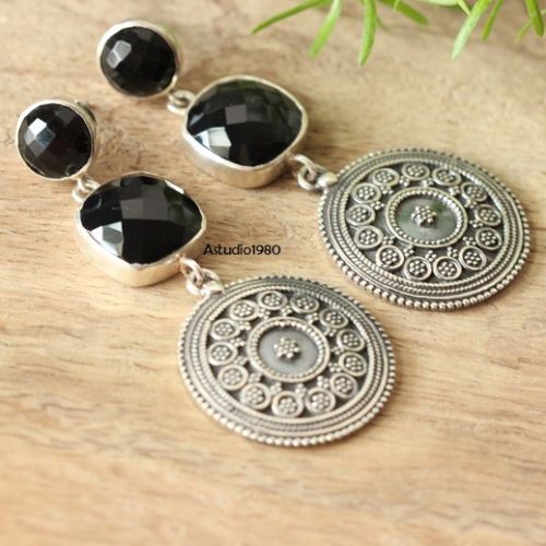 Ethnic Jewelry Earrings Black Onyx Silver Ethnic Jewelry Earrings Black Onyx Silver