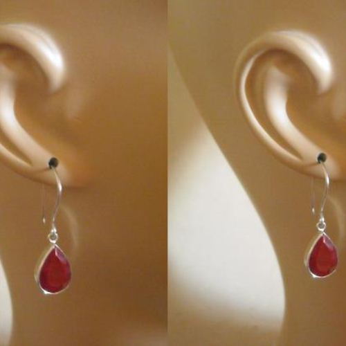 Genuine Ruby Earrings Sterling Silver Genuine Ruby Earrings Sterling Silver Teardrop