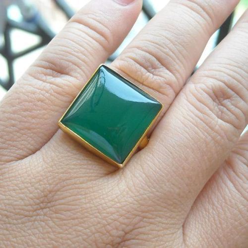 Buy Green chalcedony ring - emerald green ring - 22k gold  