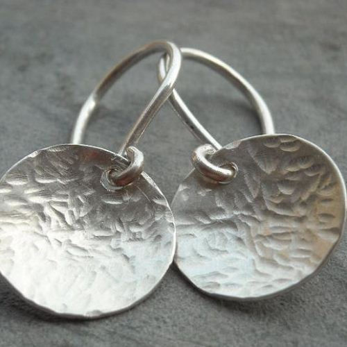 Hammered Sterling Silver Disk Earrings Handmade Hammered Sterling Silver Disk Earrings Handmade