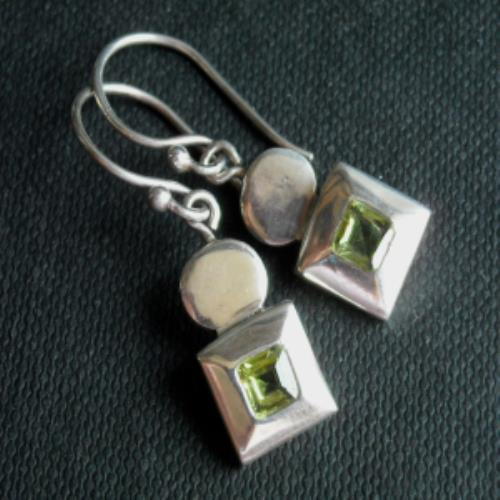 Modern Handmade Square Peridot Sterling Silver Earrings Online Modern Handmade Square Peridot Sterling Silver Earrings