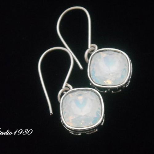 Opal Earring Cushion Cut Earrings White Jewelry Milky Swarovski Crystal Sterling Silver Bridal Online At Opal Earring Cushion Cut Earrings White Jewelry Milky Swarovski Crystal Sterling Silver Bridal Online At