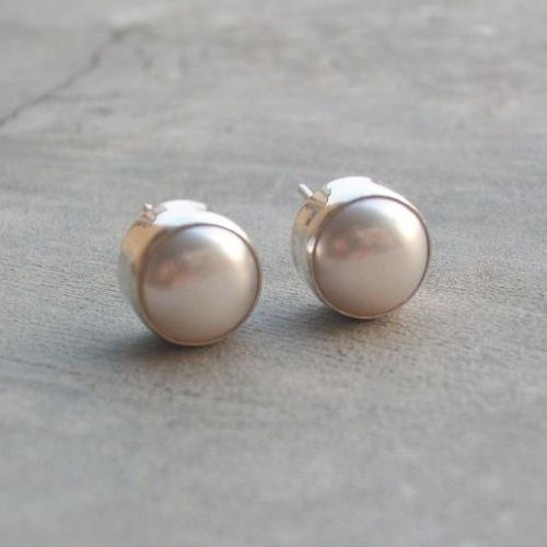 Pearl Earrings 10mm Stud Silver Ear Studs Pearl Earrings 10mm Stud Silver Ear Studs