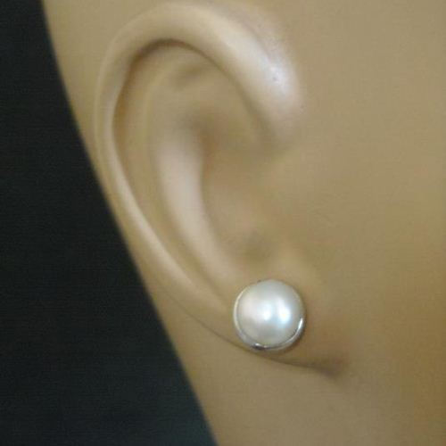 Pearl Stud Earrings 8mm Clic Sterling Silver Pearl Stud Earrings 8mm Clic Sterling Silver