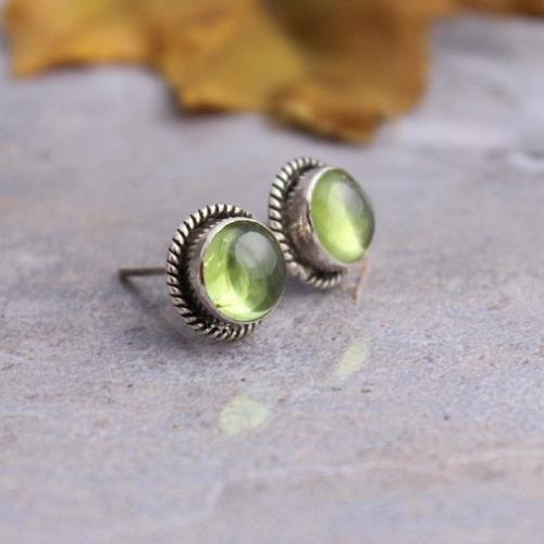 Peridot Earrings Stud Silver Peridot Earrings Stud Silver