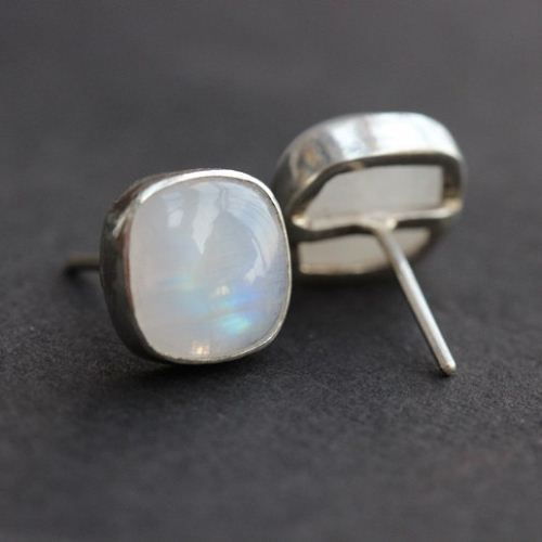 Rainbow Moonstone Earrings Stud Silver Rainbow Moonstone Earrings Stud Silver Studs