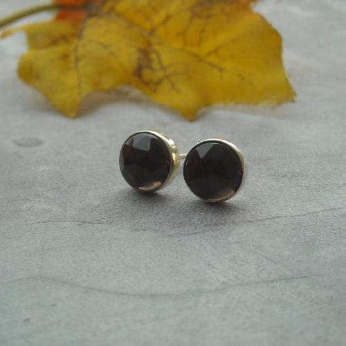 Smoky Quartz Stud Earrings 8mm Silver Studs Brown Online At Astudio1980 Smoky Quartz Stud Earrings 8mm Silver Studs Brown Online At Astudio1980