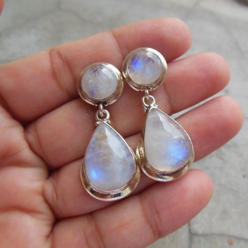 Sterling Silver Rainbow Moonstone Earrings Dangle Sterling Silver Rainbow Moonstone Earrings Dangle