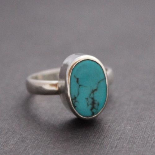 ... Sterling silver turquoise ring - Gemstone ring - Artisan silver ring