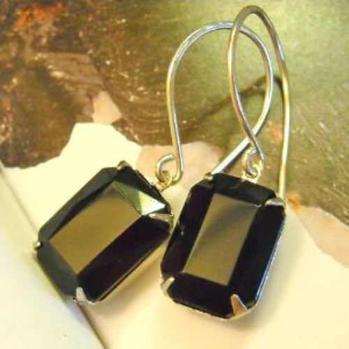 Sterling Silver Vintage Gl Black Jet Earrings Online At Sterling Silver Vintage Gl Black Jet Earrings