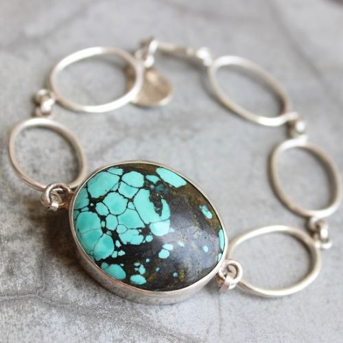 Home â€¢ â€¢ Turquoise bracelet - Sterling silver bracelet - artisan ...
