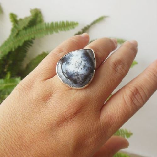 Buy Unique Dendritic Opal Statement ring, Artisan Gemstone Silver ...