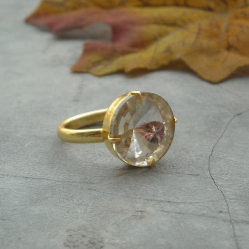 buy vermeil ring gold ring crystal ring promise ring swarovski size 6 promise ring