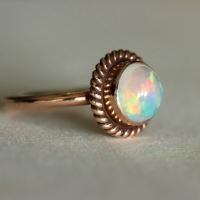 Engagement ring, Proposal ring, 14K Rose Gold Opal ring gift