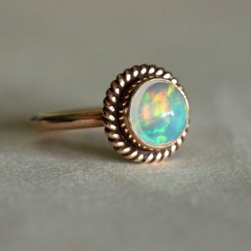 Engagement ring, Proposal ring, 14K Rose Gold Opal ring gift