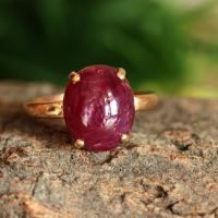 Natural star ruby ring, 18k yellow gold ruby engagement ring gift