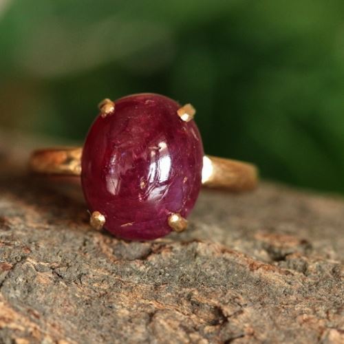 Natural star ruby ring, 18k yellow gold ruby engagement ring gift