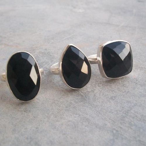 12mm round black onyx ring, Sterling silver gemstone ring gift