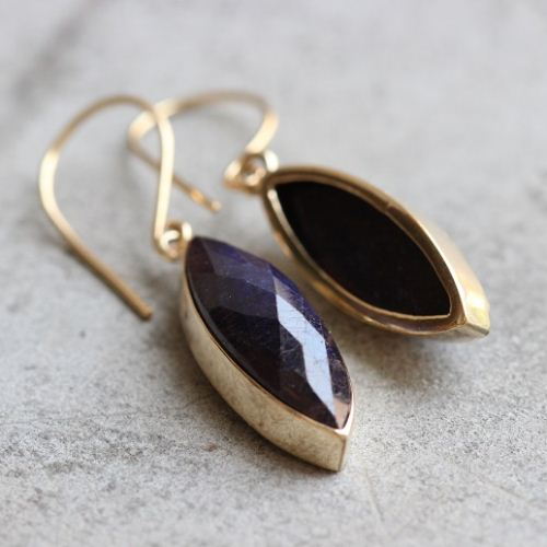 Buy 14K Gold Blue sapphire earrings - Dangler earrings - Gemstone