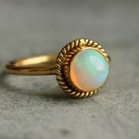14K Gold proposal ring, Natural opal engagement ring, Gift for her