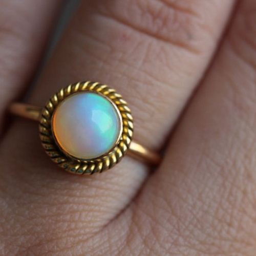 14K Gold proposal ring - Natural opal engagement ring - Gift for her