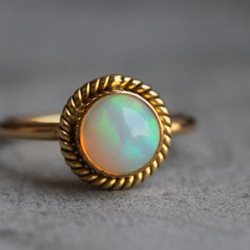 14K Gold proposal ring - Natural opal engagement ring - Gift for her