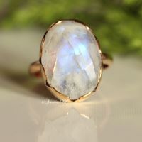 14K gold moonstone ring - Rainbow Moonstone Ring - engagement