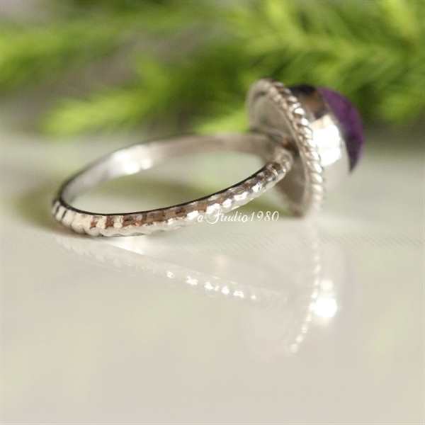 14K white gold amethyst ring - dainty gold ring - engagement 