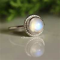 14K white gold moonstone ring - dainty gold ring - engagement 