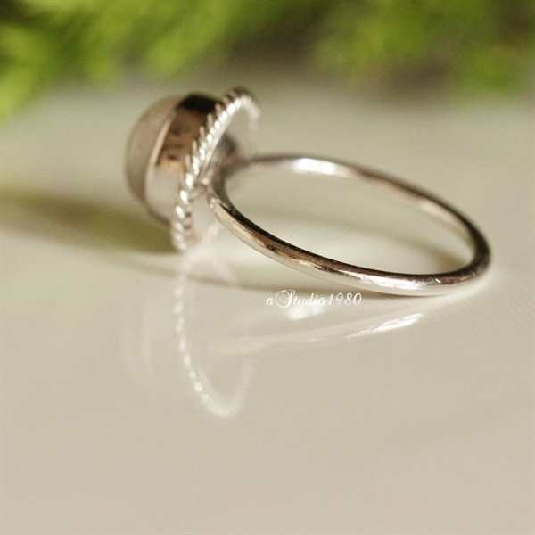 14K white gold moonstone ring - dainty gold ring - engagement 