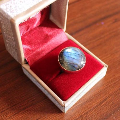 14k Gold labradorite ring, Two tone ring
